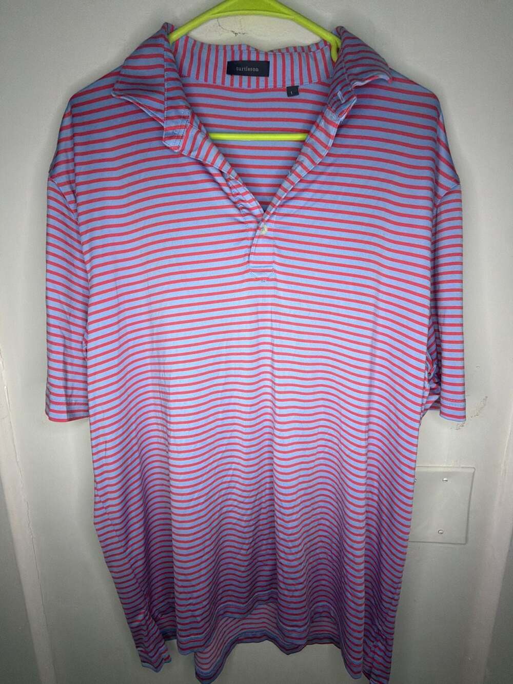 Turtleson Men's Performance Striped Polo Shirt Pink Blue